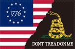 Betsy Ross 1776 Black Dont Tread On Me flag