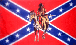 REBEL INDIAN ON HORSE flag