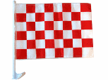 RED AND WHITE CHECKERED CAR FLAG