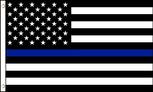 USA black and white thin blue line flag