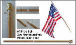 Wood Grain Spinning Flag Pole 6 foot