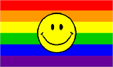 smiley face rainbow flag
