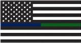 USA blue green thin line flag