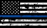 Distressed Thin Blue Line B&W USA flag