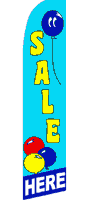 SALE HERE SWOOPER FLAG WITH BALLOONS